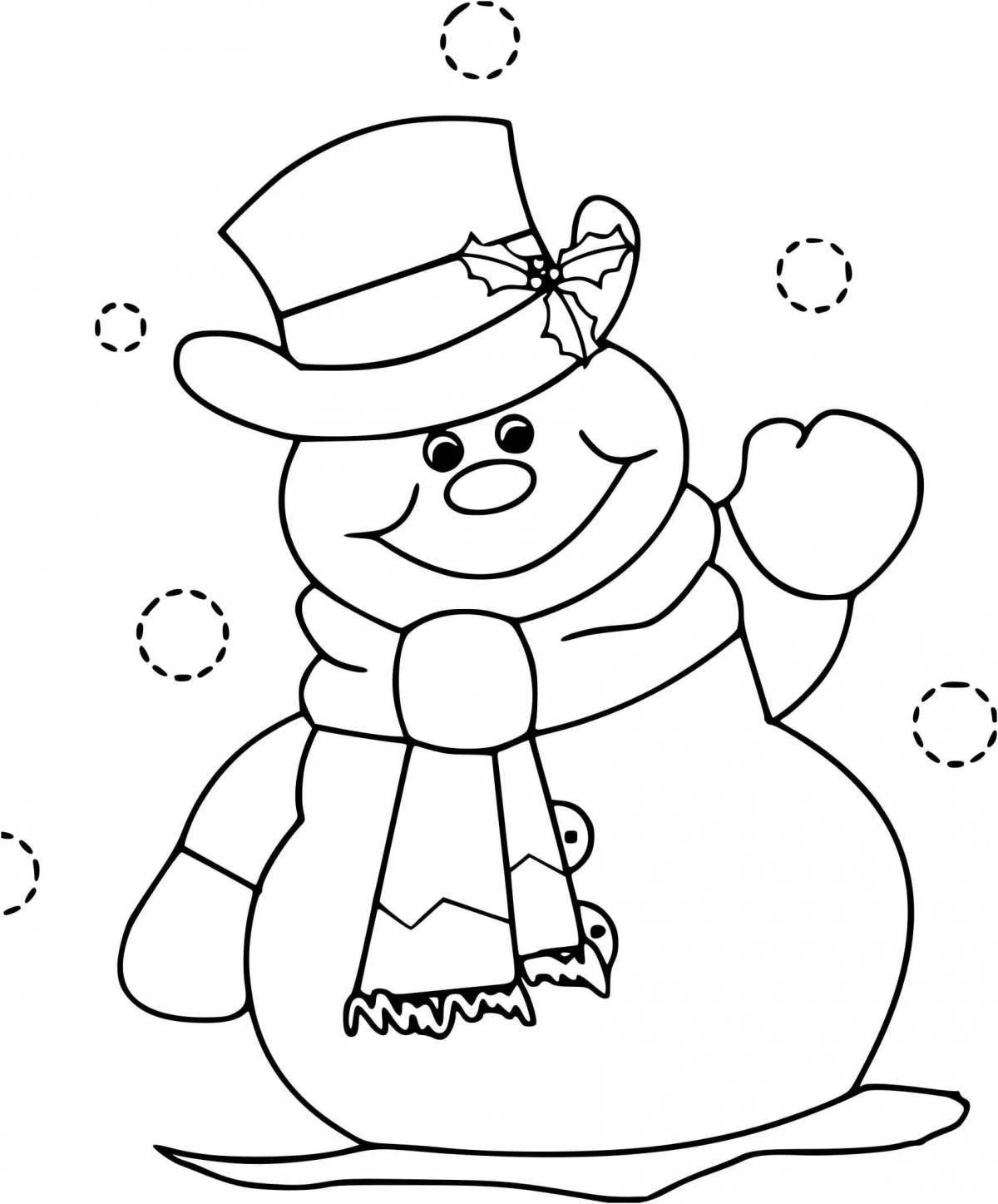 Colorful birthday snowman coloring page