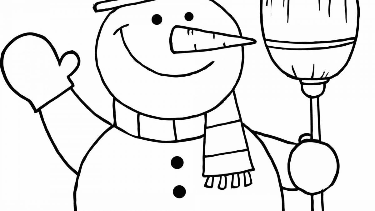 Очаровательная страница раскраски дня рождения снеговика