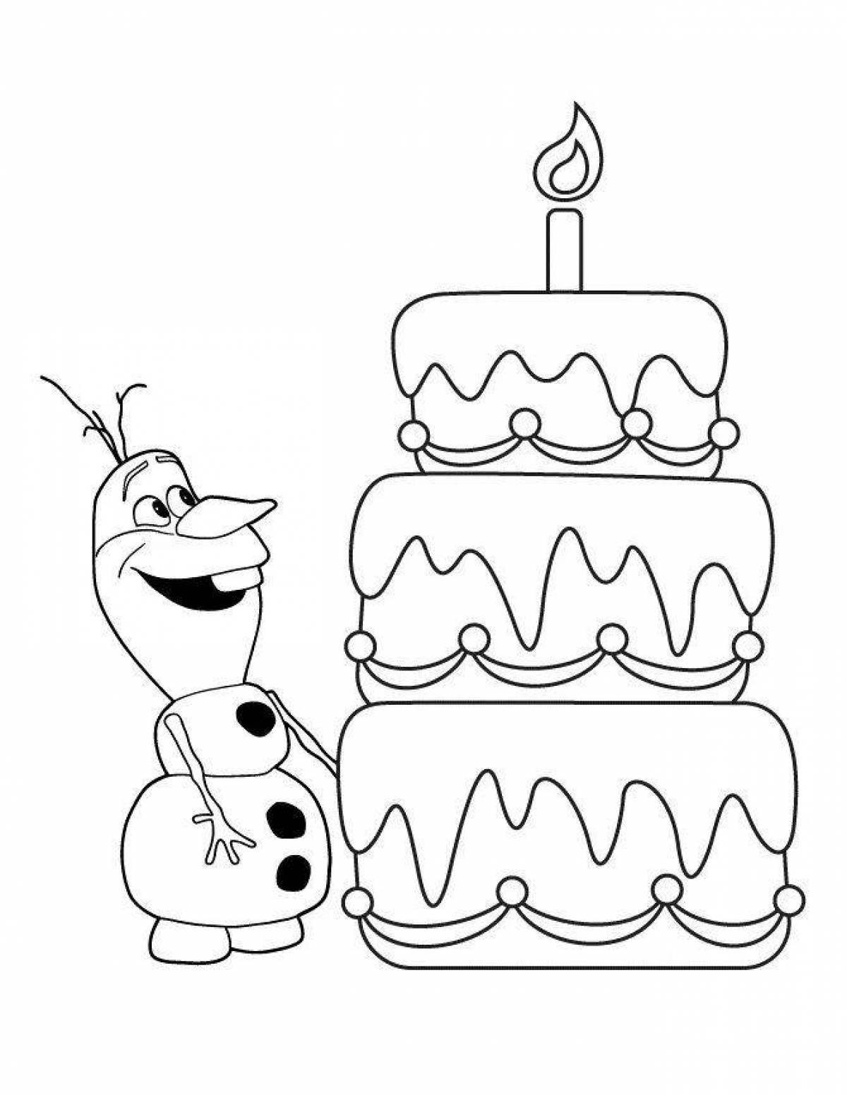 Glowing snowman birthday coloring page