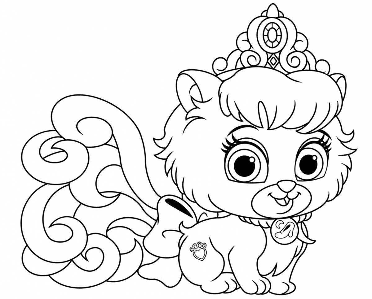 Live coloring princess with a cat