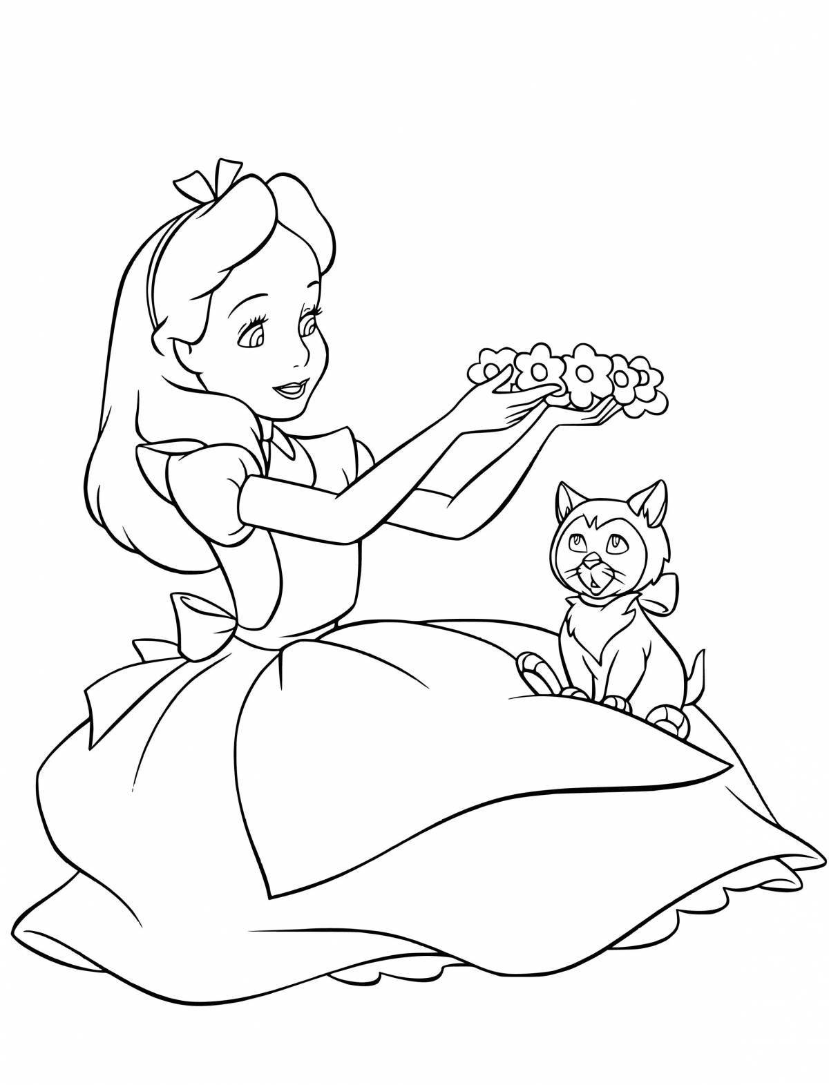 Luminous coloring princess with a cat