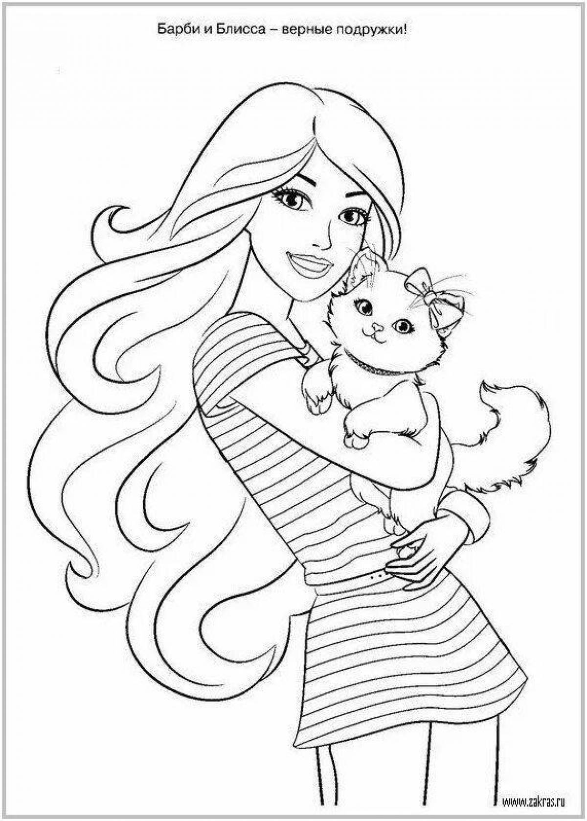 Angel coloring princess with a cat