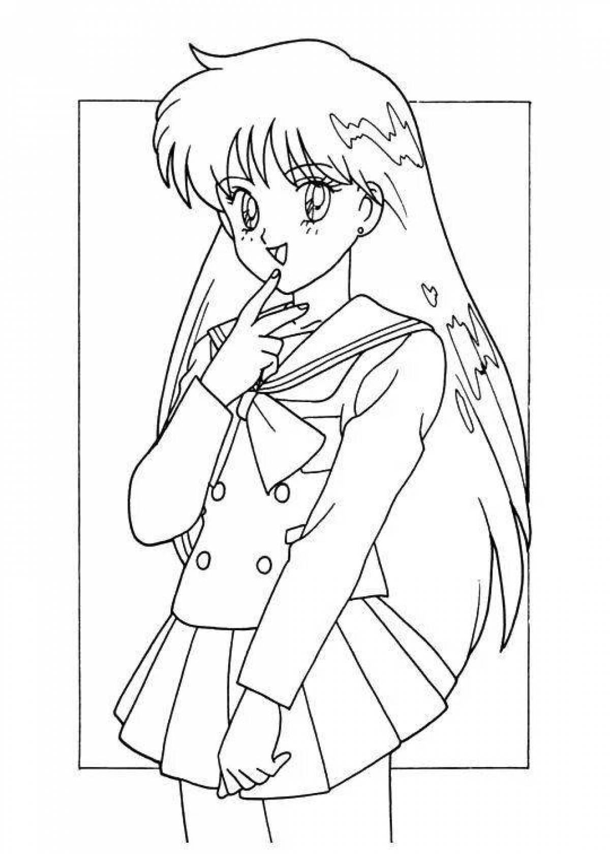 Colorful teenage anime coloring book
