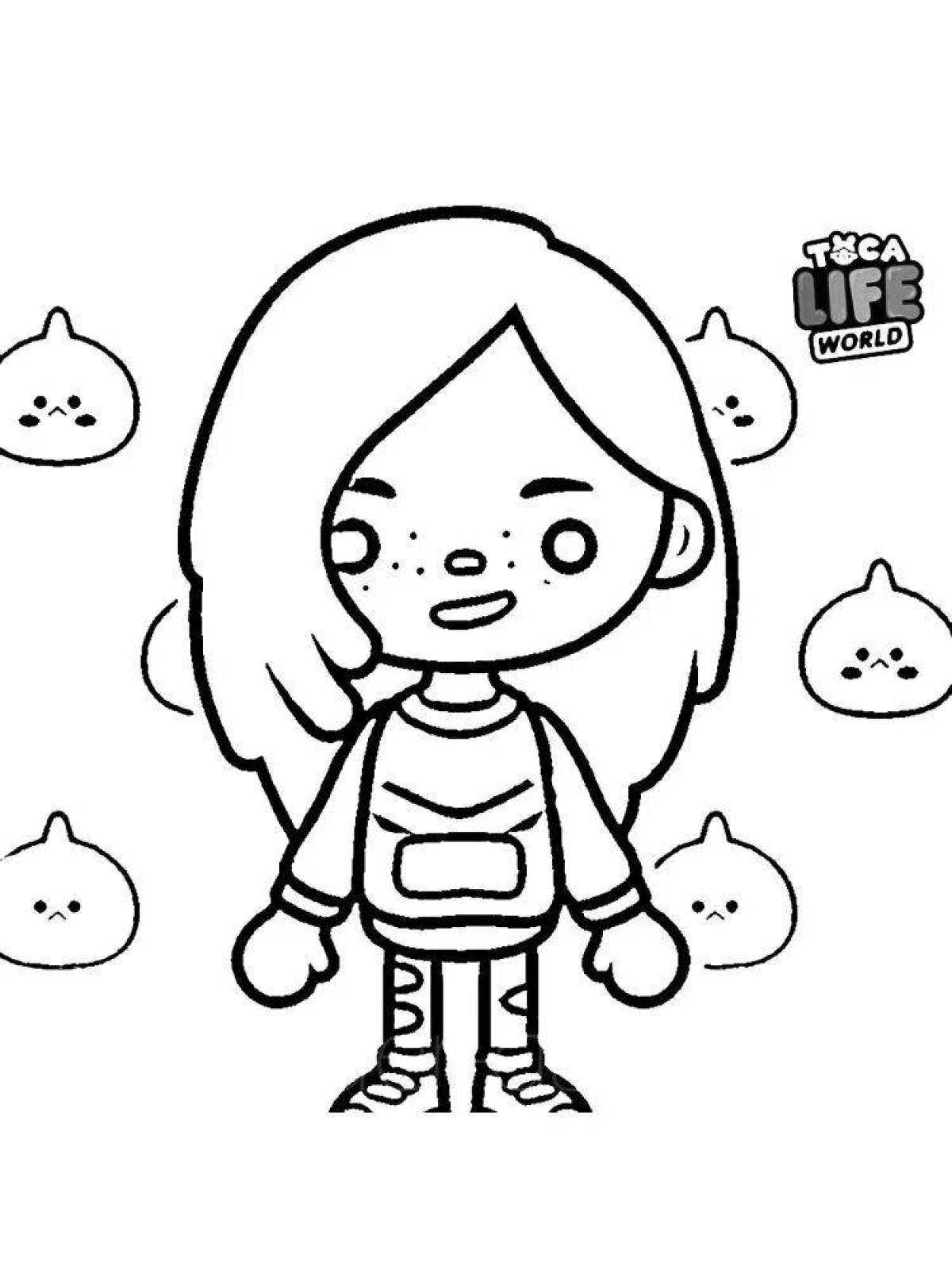Colorful tok boca characters coloring page
