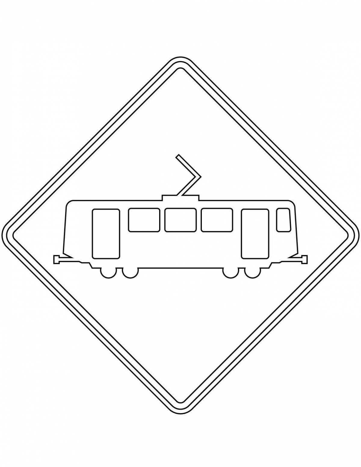 Coloring page busy main road sign