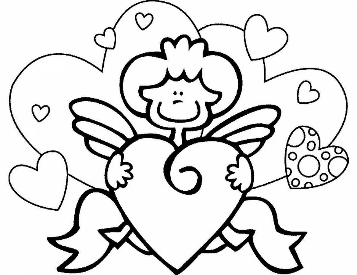 Playful valentines day coloring page