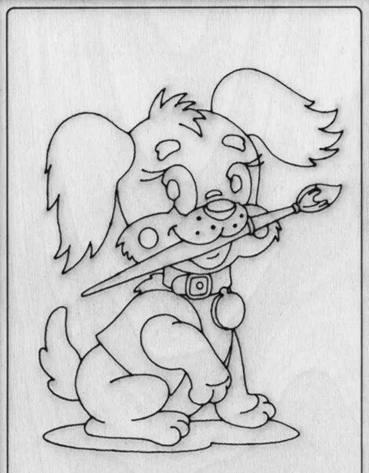 Color-luminous wood burning coloring page