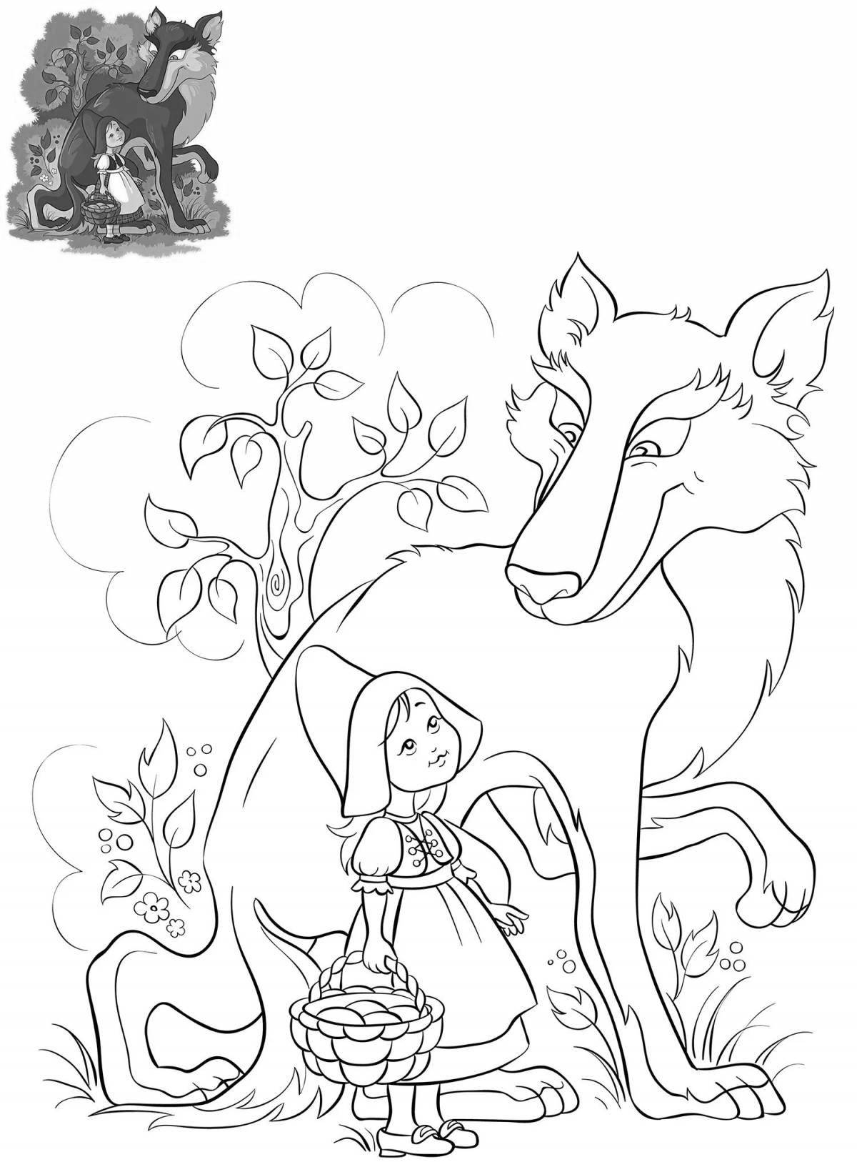 Inspirational wolf and little red riding hood coloring book