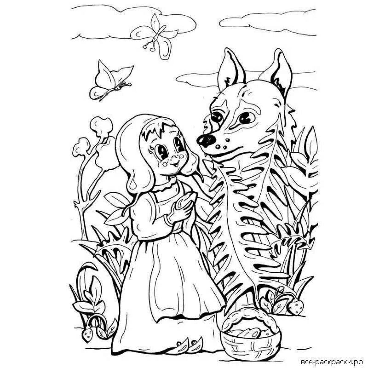 Extraordinary coloring wolf and little red riding hood