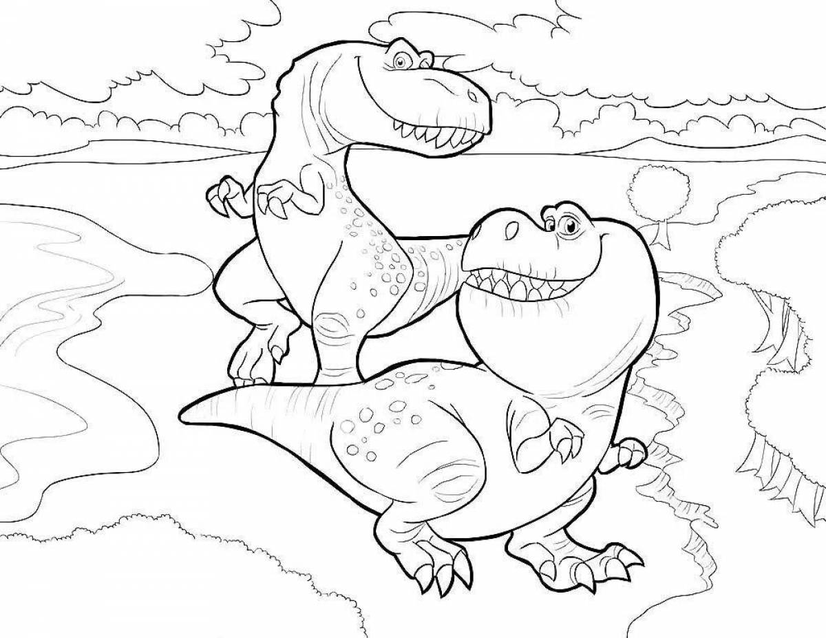 Happy Cartoon Tarbosaurus Coloring Page