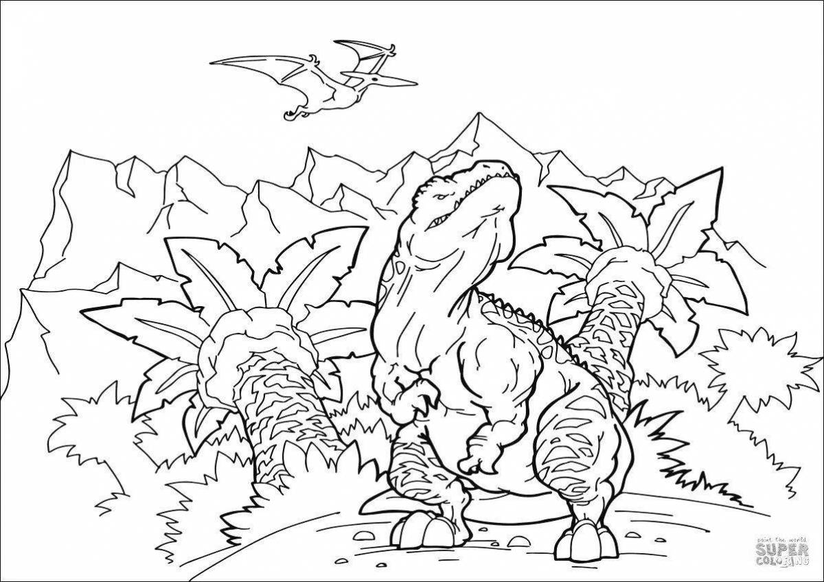 Coloring book adorable cartoon tarbosaurus