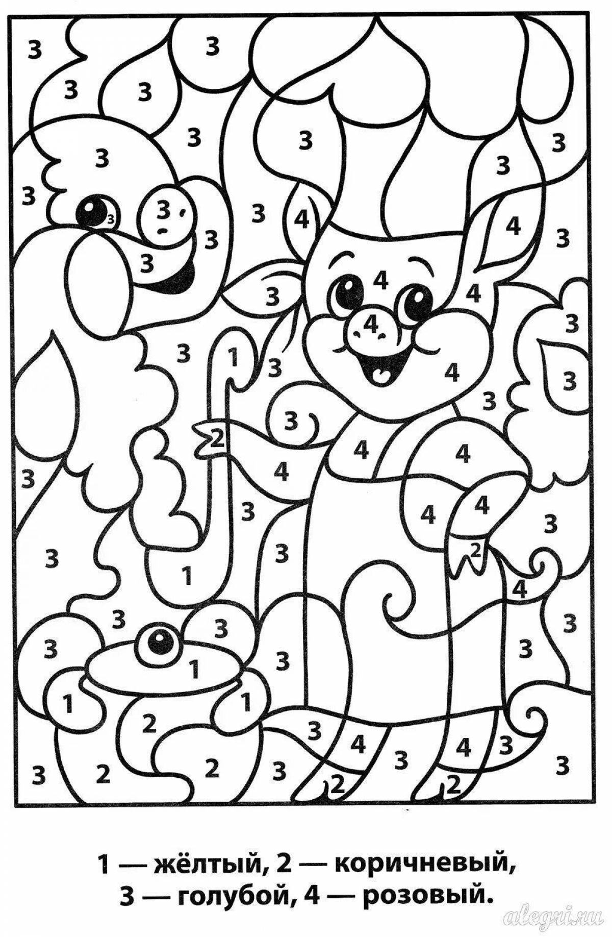 Playful coloring page 6 years old by numbers