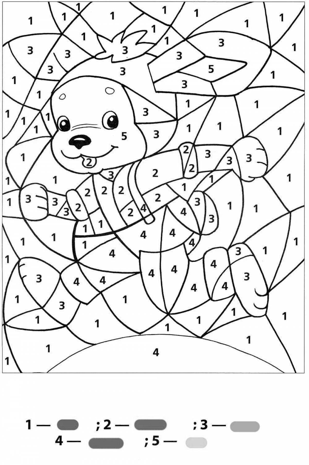 Coloring book soothing 6 years in numbers