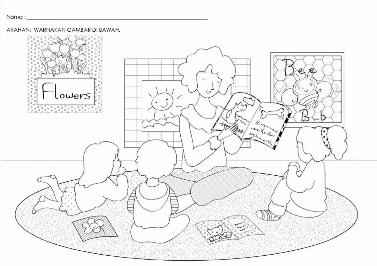 Color-frenzy coloring page my favorite kindergarten