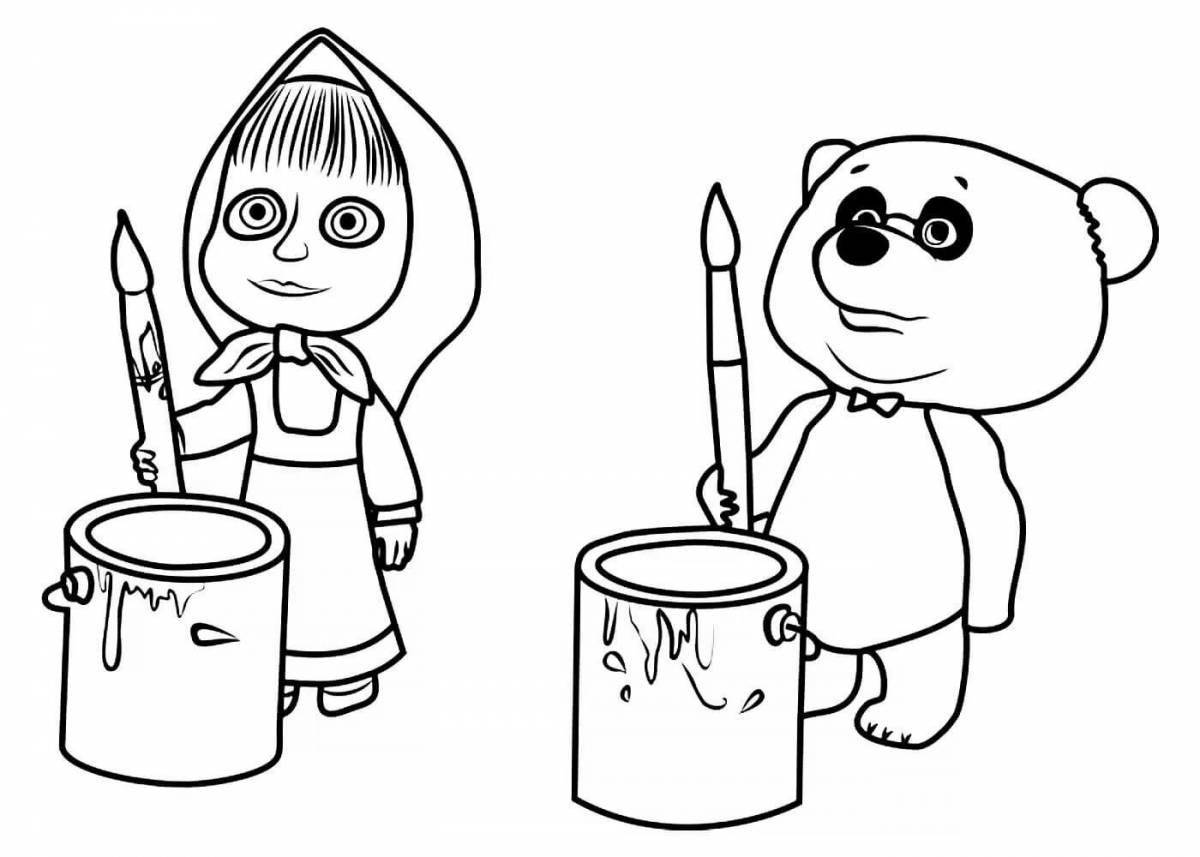 Dazzling masha and the bear coloring book