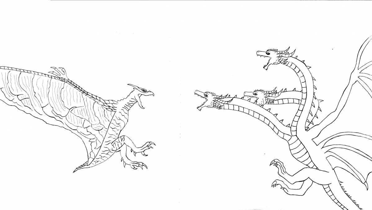 Годзилла и Кинг Гидора раскраска