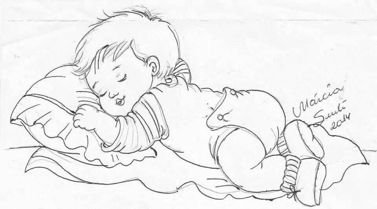 Рисунок дети спят. Раскраска дети спят. Спящий малыш раскраска. Раскраска младенец. Рисунки для малышей.
