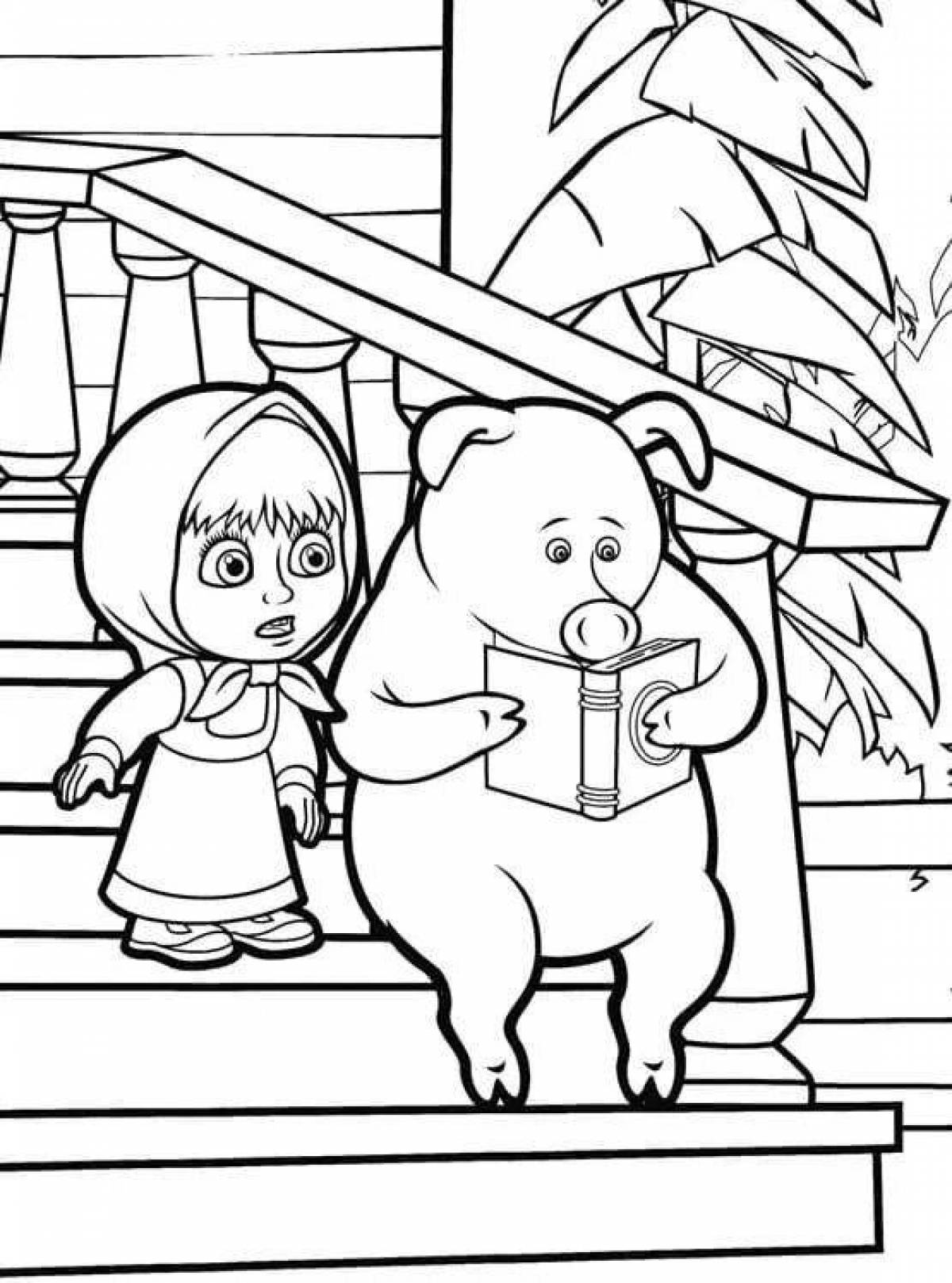 Coloring page charming Masha and the bear