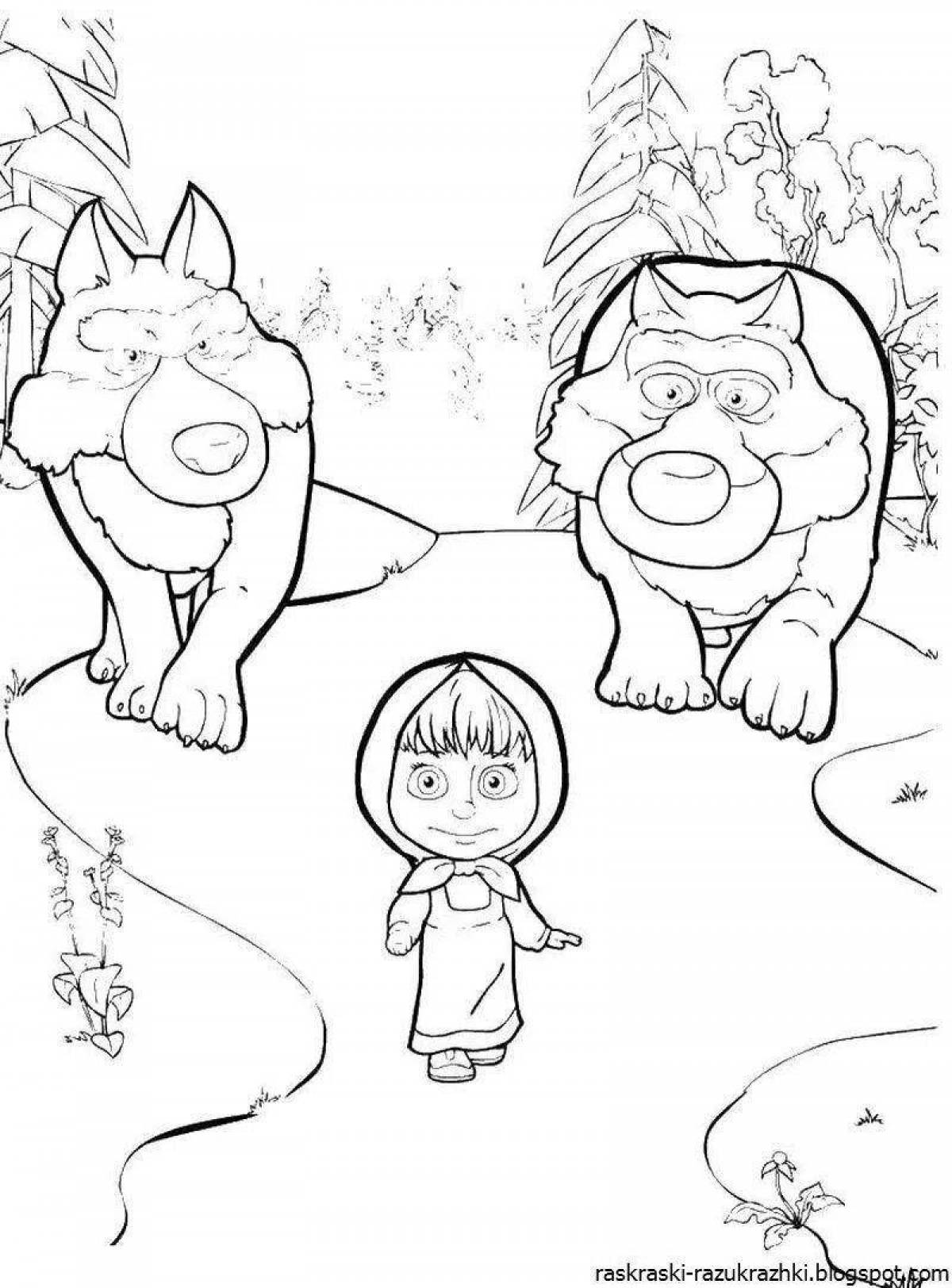 Joyful masha and the bear coloring book
