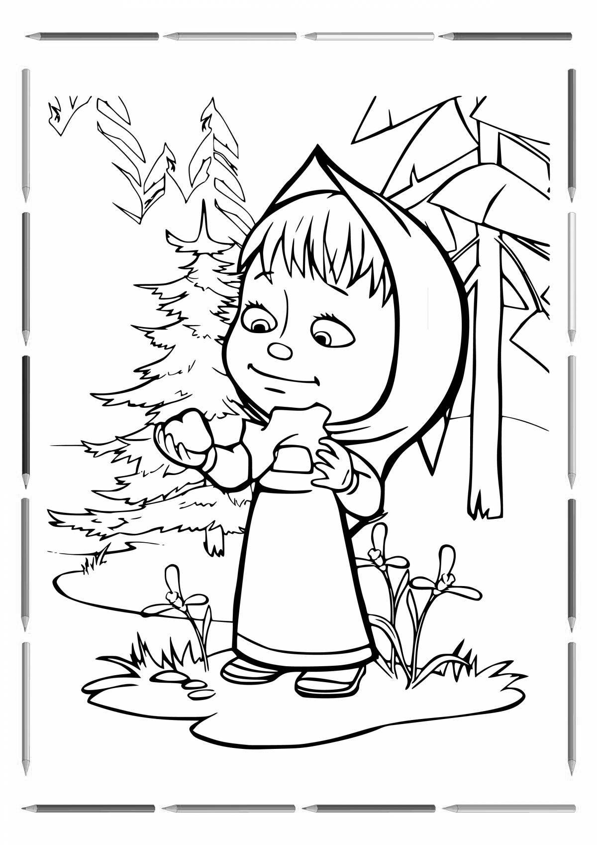 Attractive masha and the bear coloring book