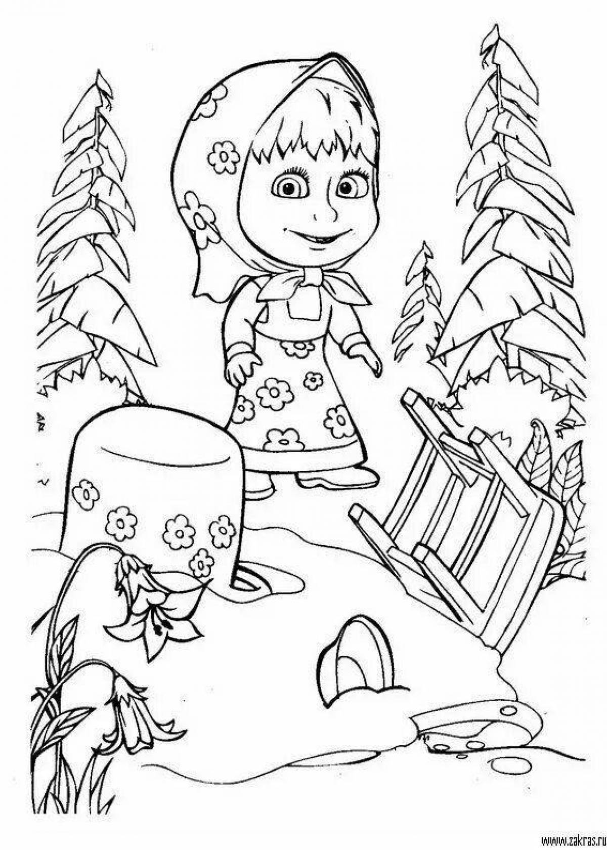 Coloring page glamor masha and the bear