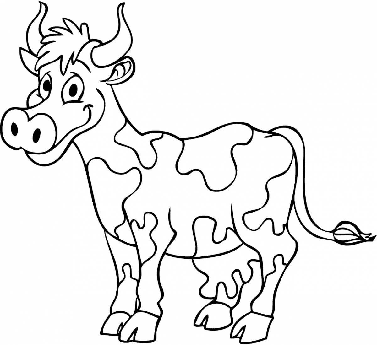 Coloring playful cow