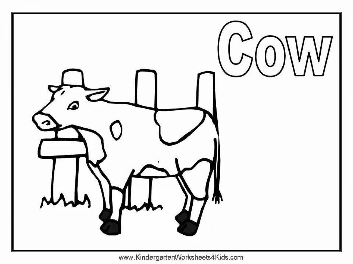 Очаровательная корова-раскраска