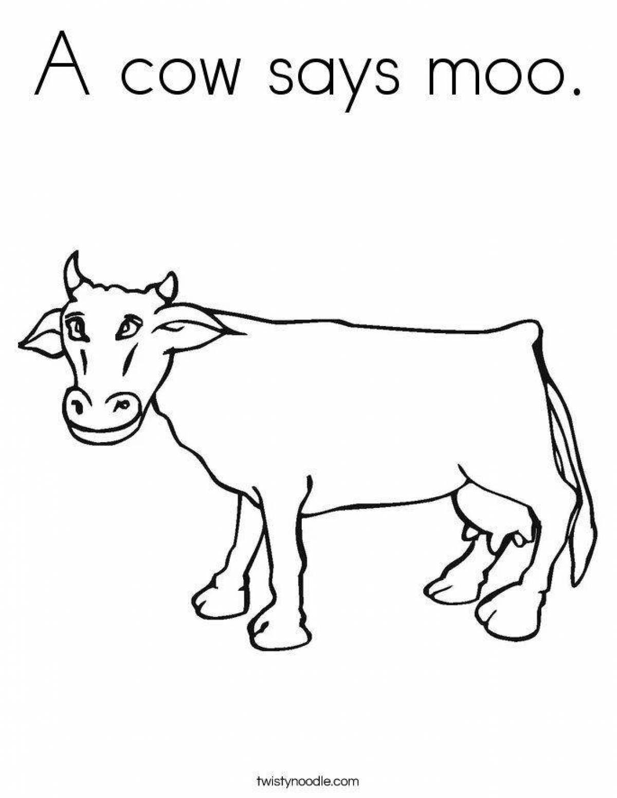 Анимированная страница раскраски коровы