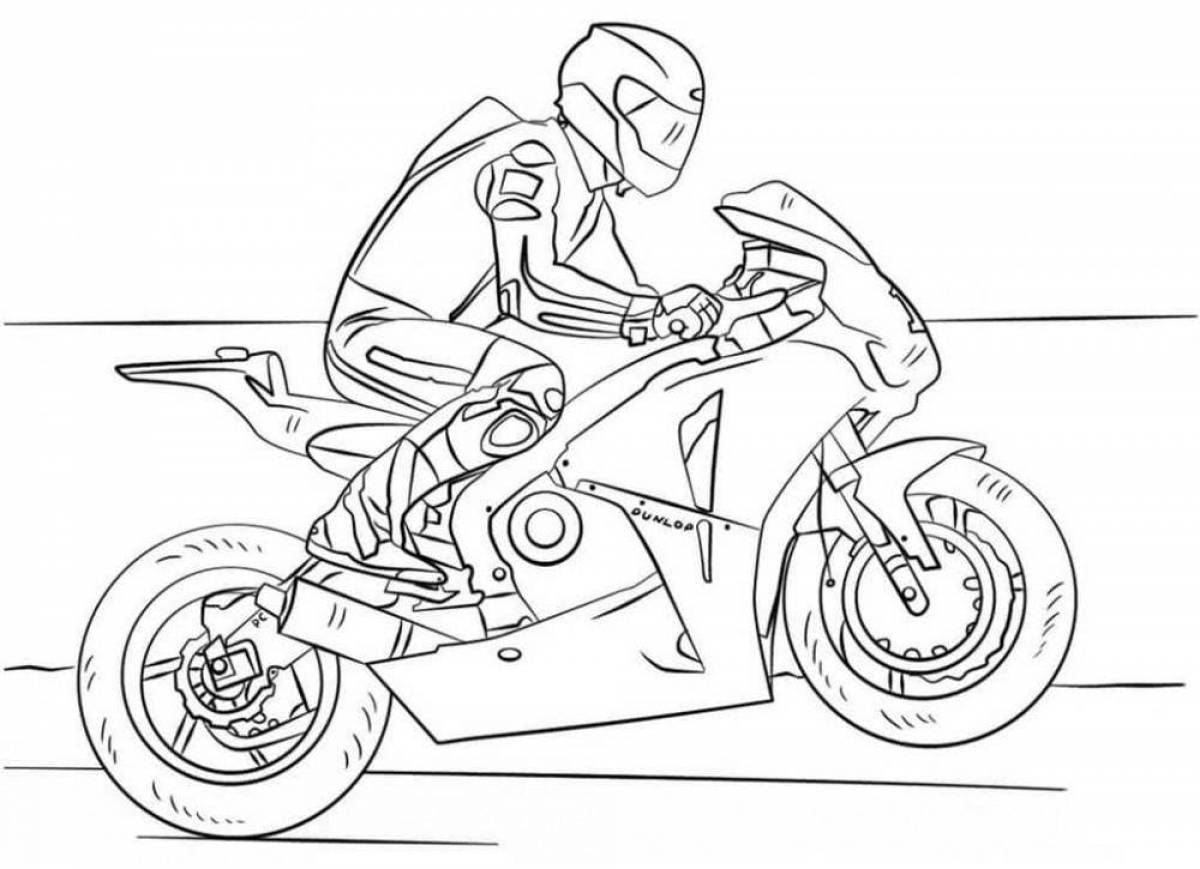 Coloring book funny bike