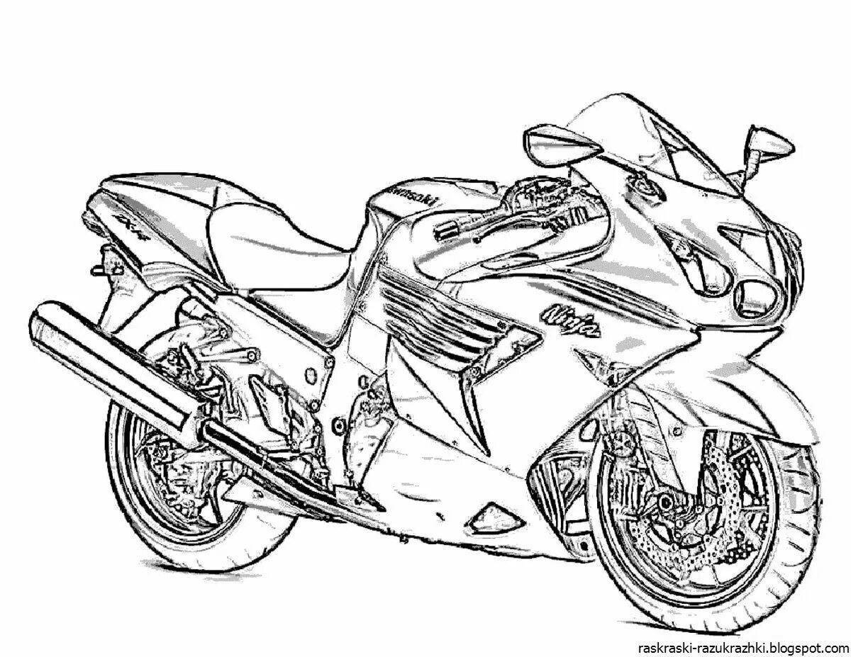 Glitter bike coloring page