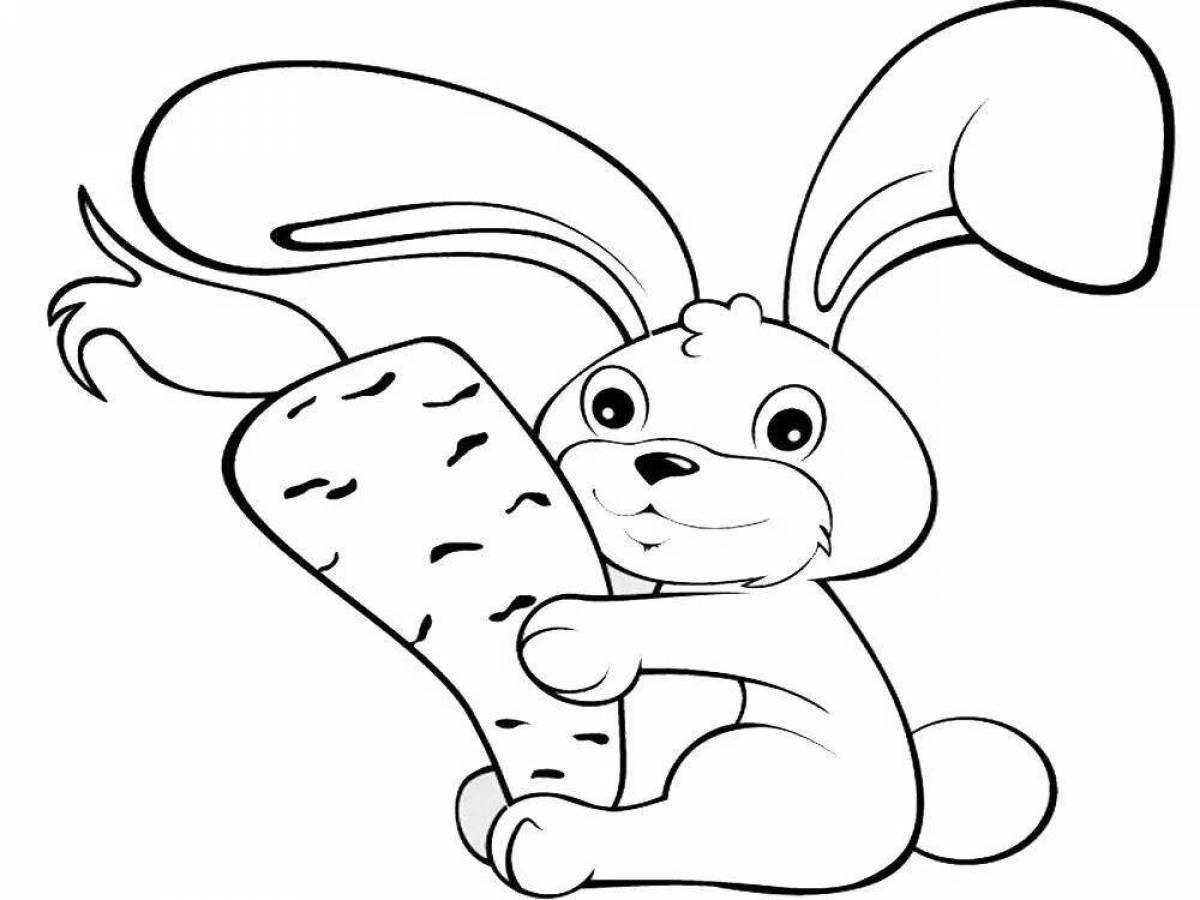 Colorful playful bunny coloring book