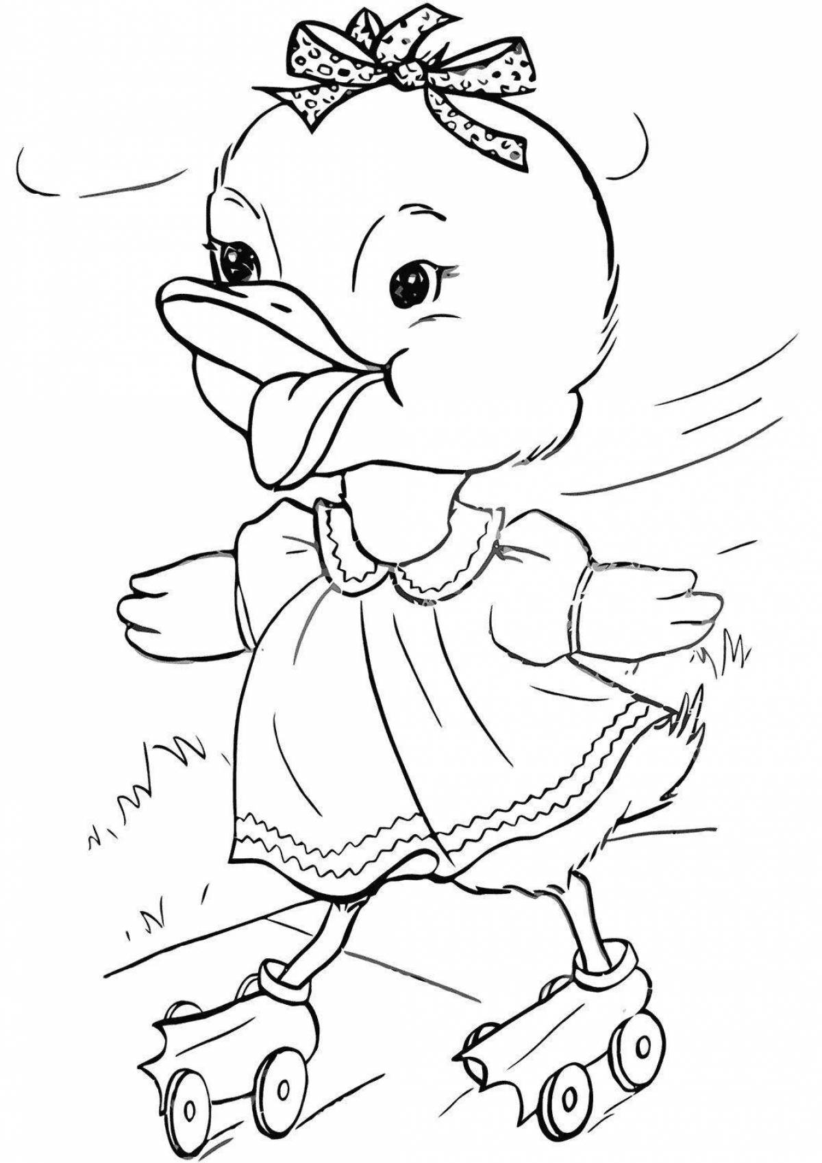 Lalafanfan sparkling duck coloring page