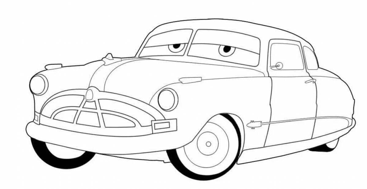 Glowing cars coloring page
