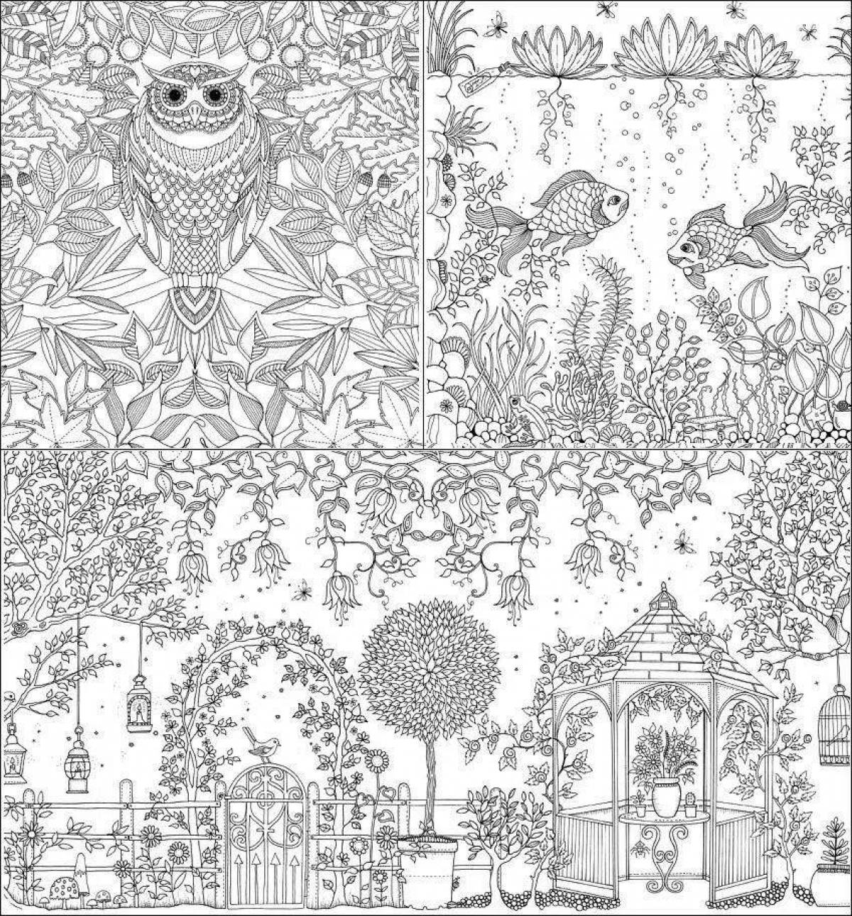 Blissful garden coloring page