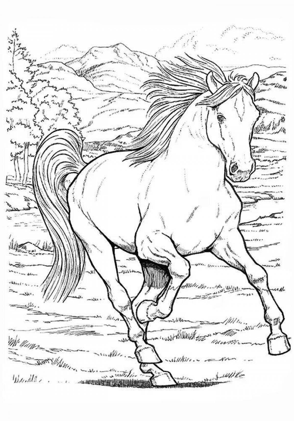 Потрясающая раскраска рисунок лошади