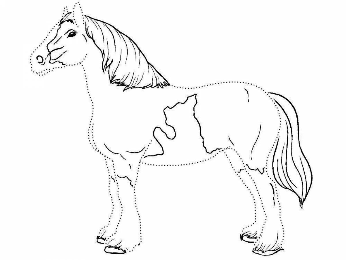 Блестящая раскраска рисунок лошади
