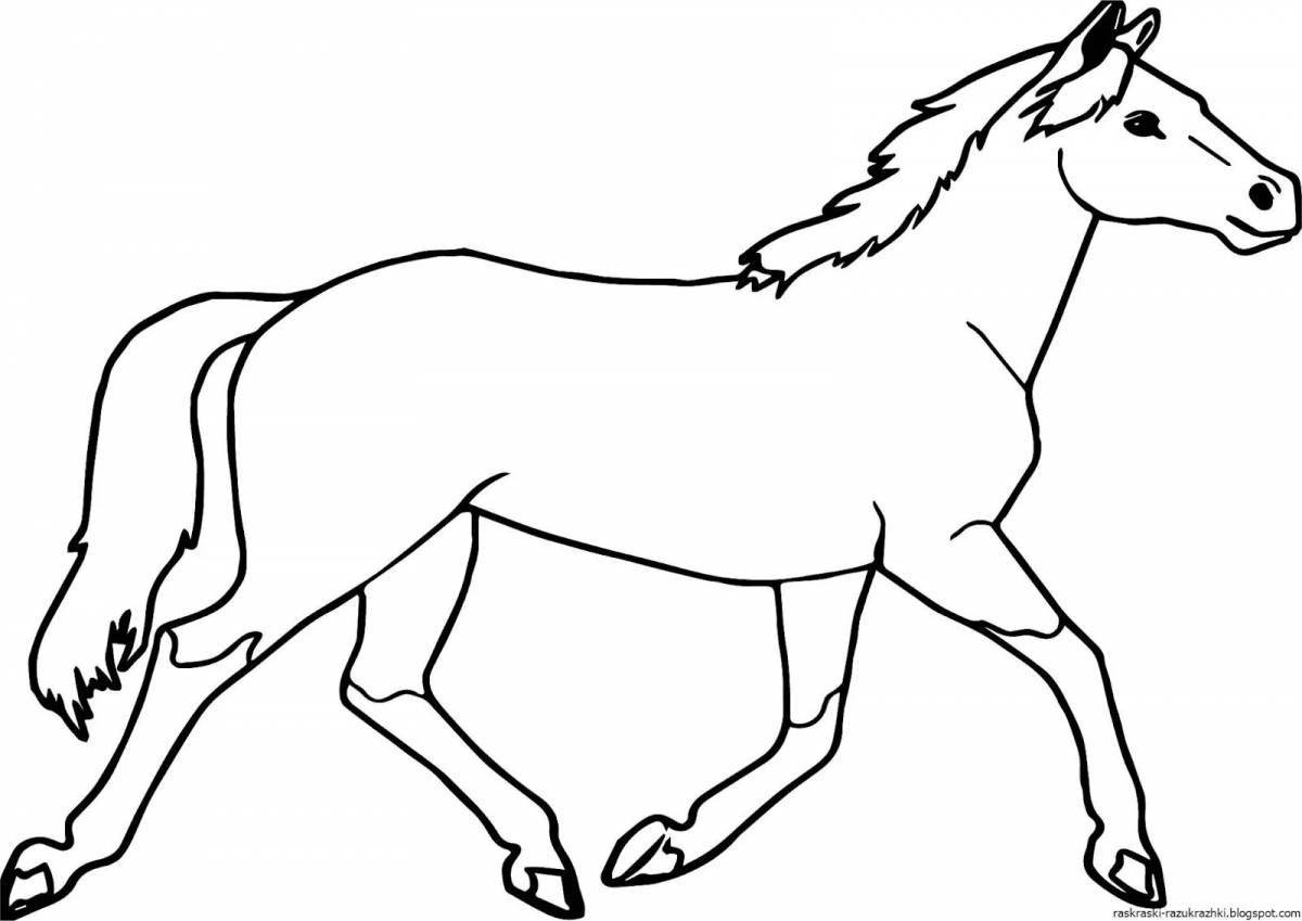 Joyful coloring drawing of a horse