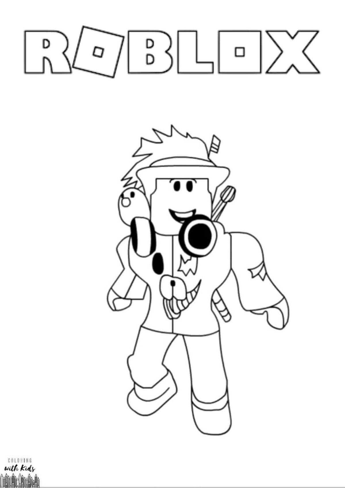 Joyful roblox player coloring page