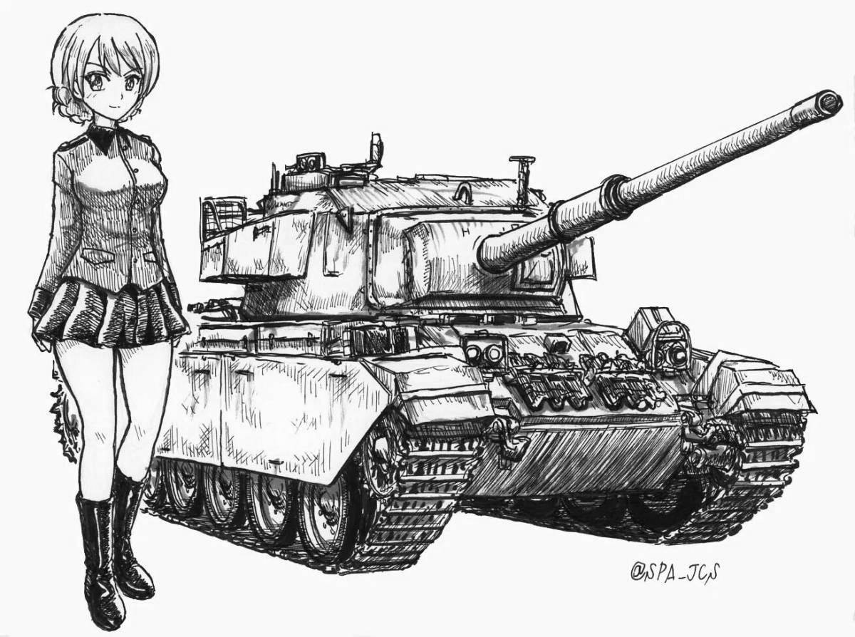 Раскраска яркие аниме танки