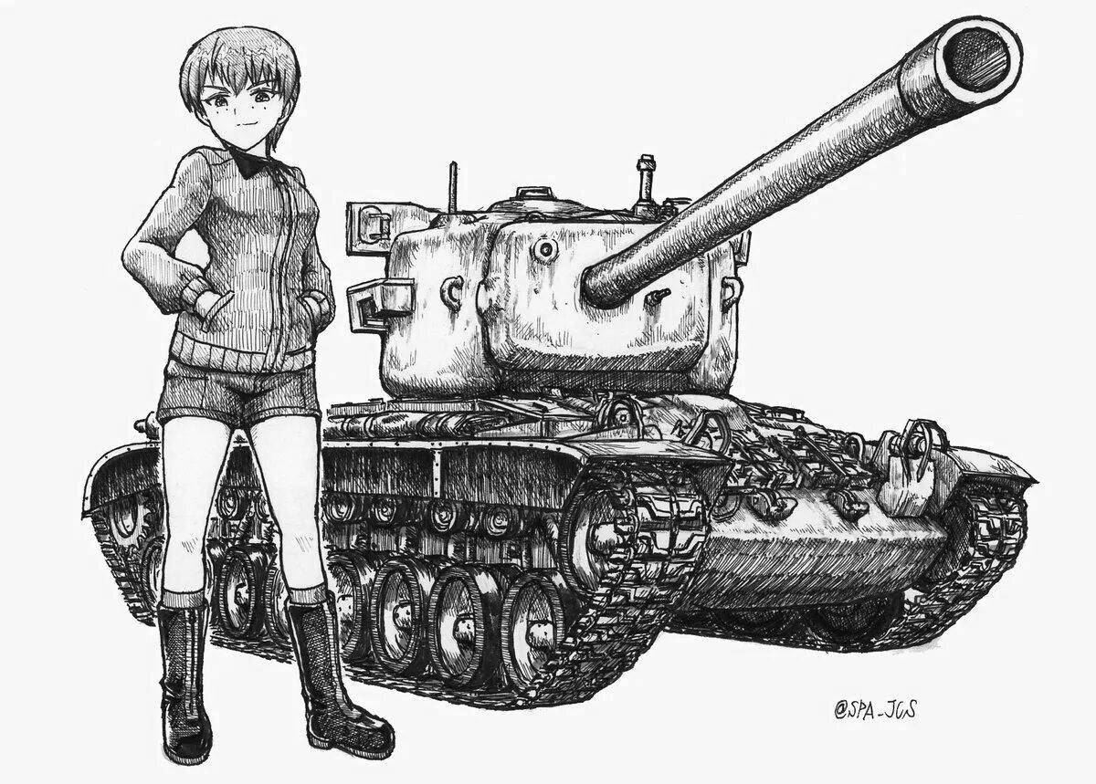 Раскраска смелые аниме танки