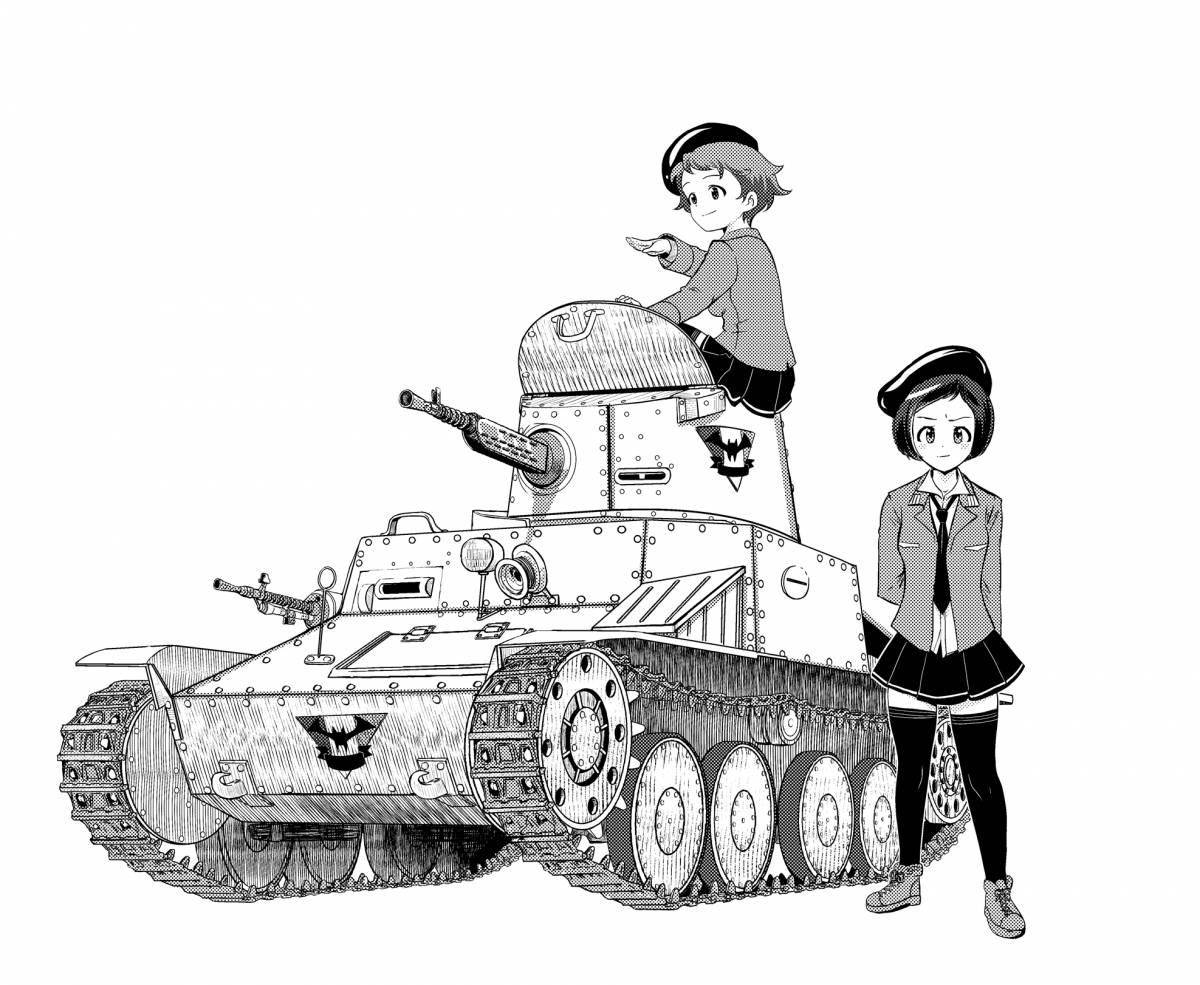 Coloring book adorable anime tanks