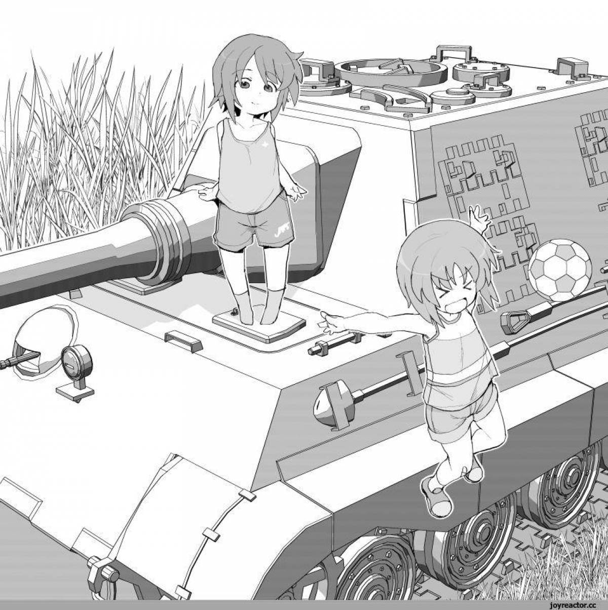 Shiny anime tanks coloring book
