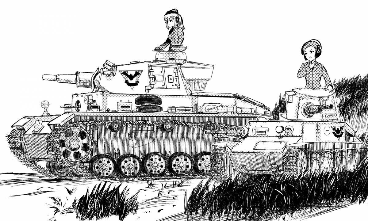 Amazingly detailed anime tanks coloring book