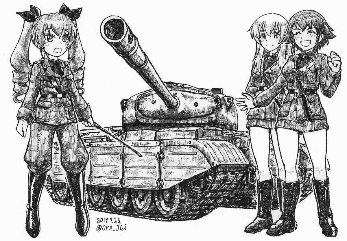 Intricately designed anime tanks coloring book