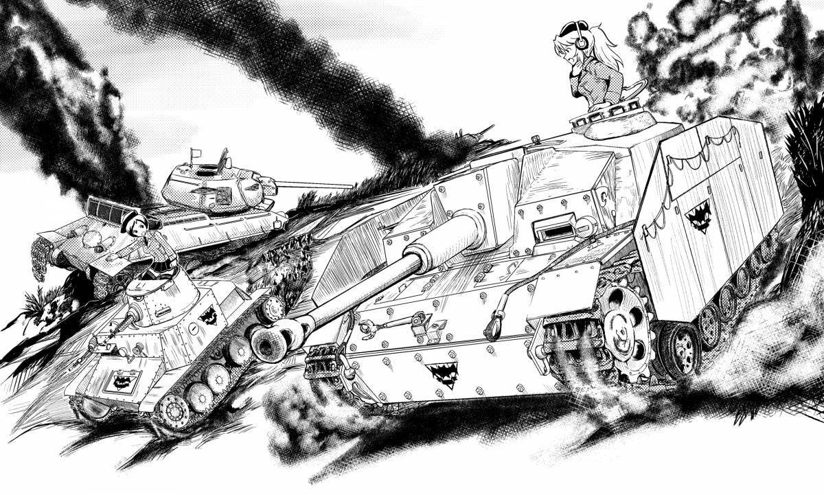 Intricately crafted anime tanks coloring page