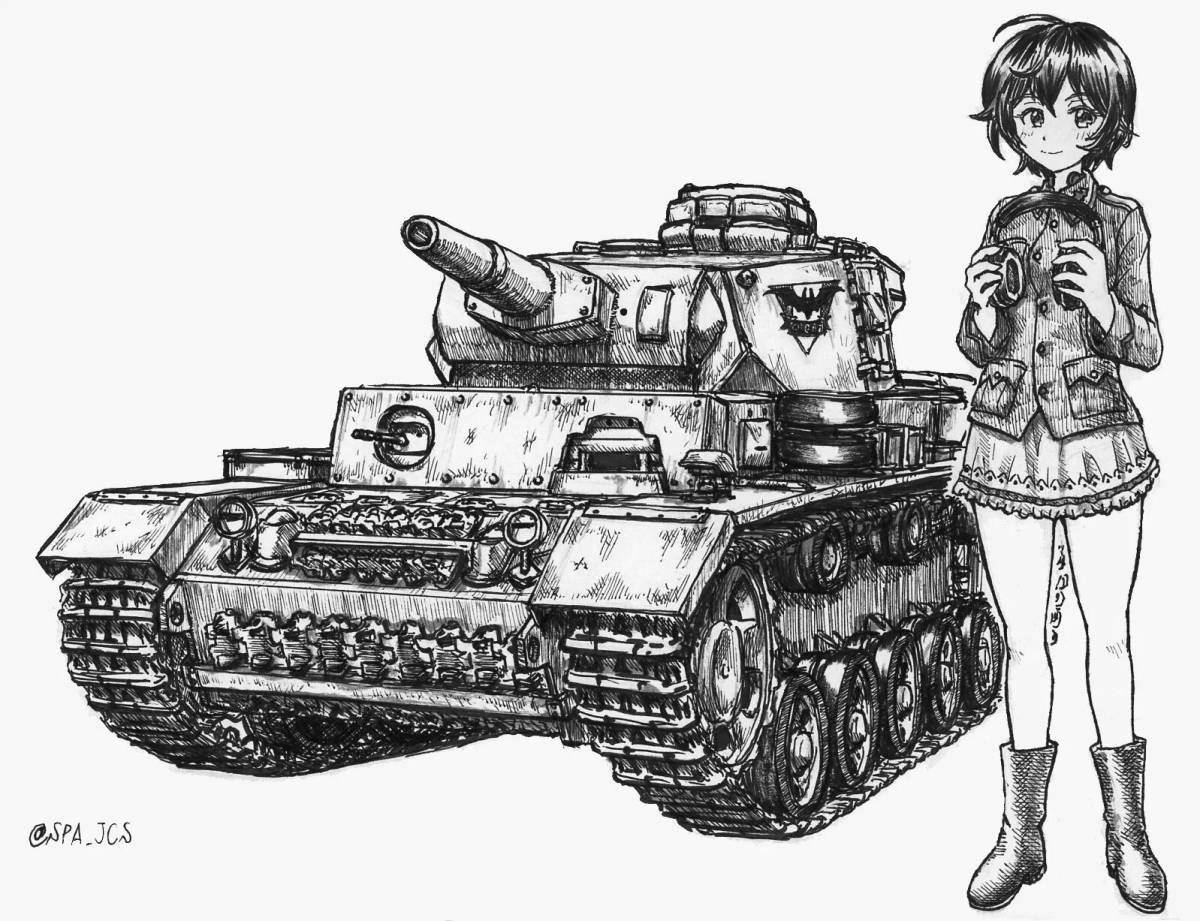 Чудесно иллюстрированная аниме-раскраска танки