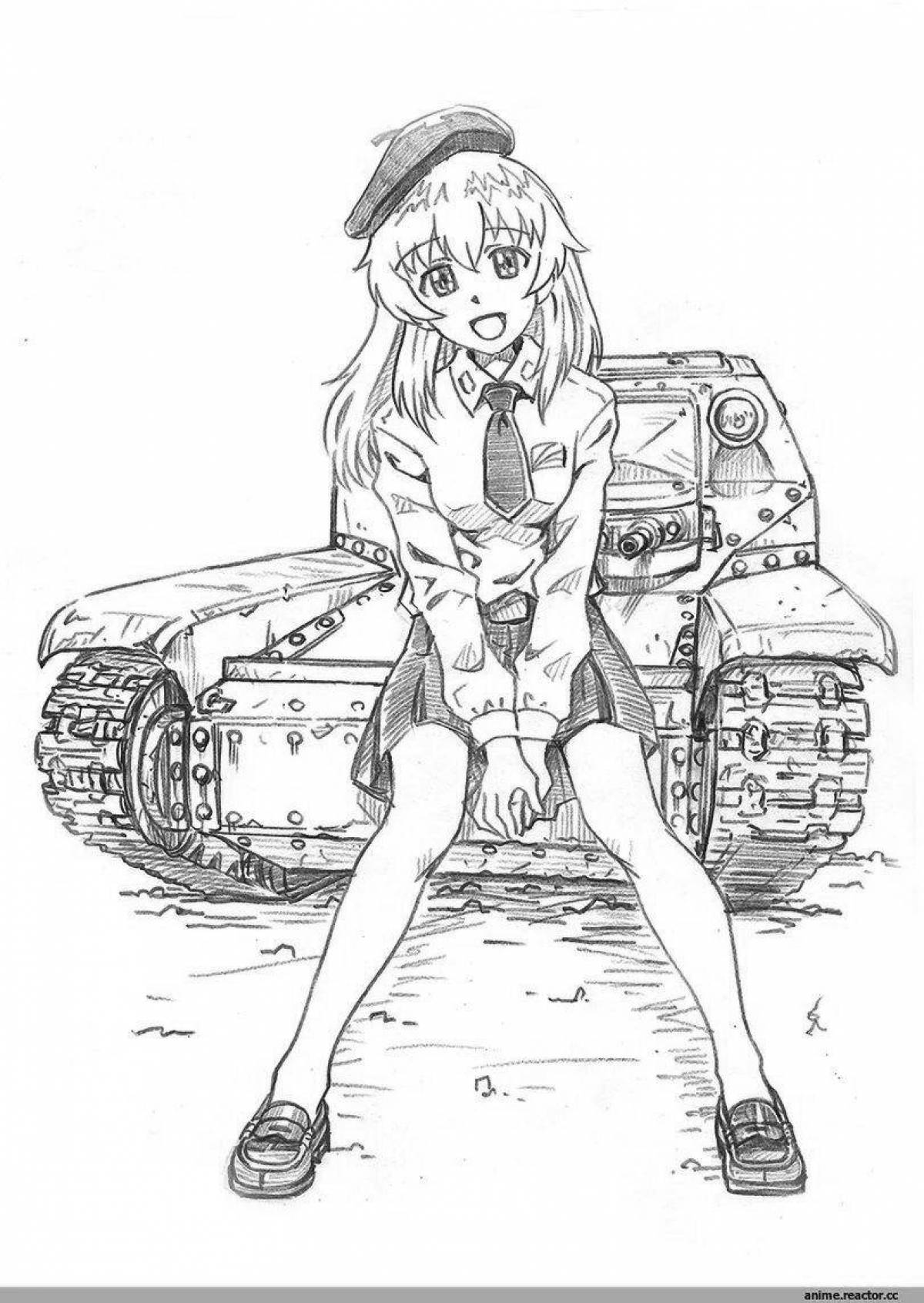 Greatly drawn anime tanks coloring book