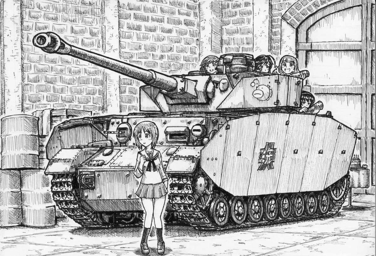 Highly detailed anime tank coloring pages