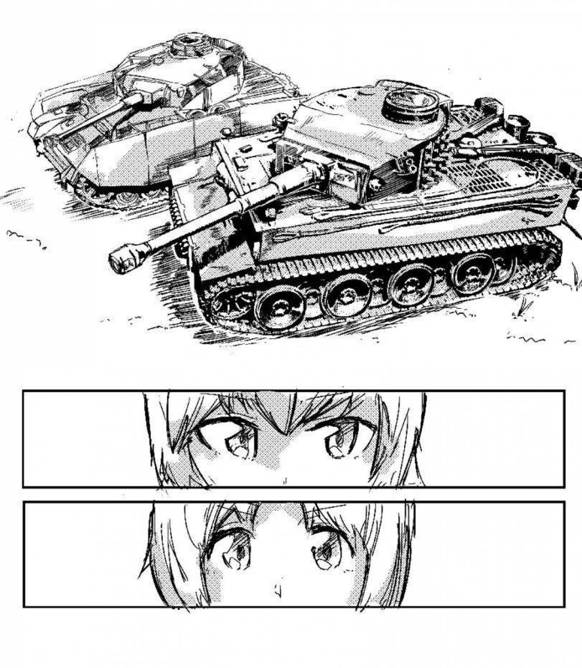 Exclusively colored anime tanks coloring book