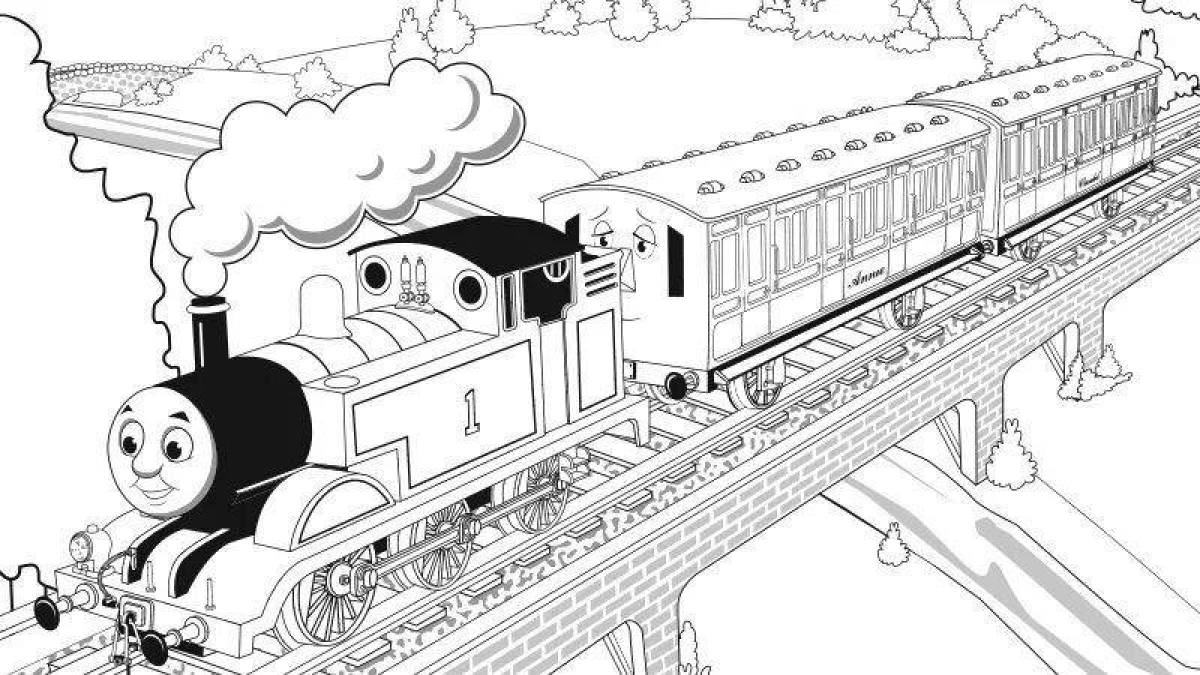Раскраска яркий поезд томаса